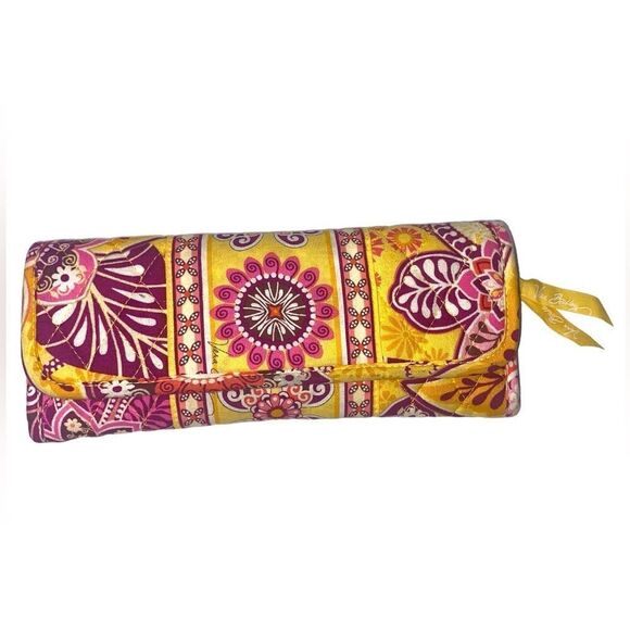 VERA BRADLEY Bali Gold Pink Floral Magnetic Closure Crossbody Wallet Purse - Picture 4 of 7